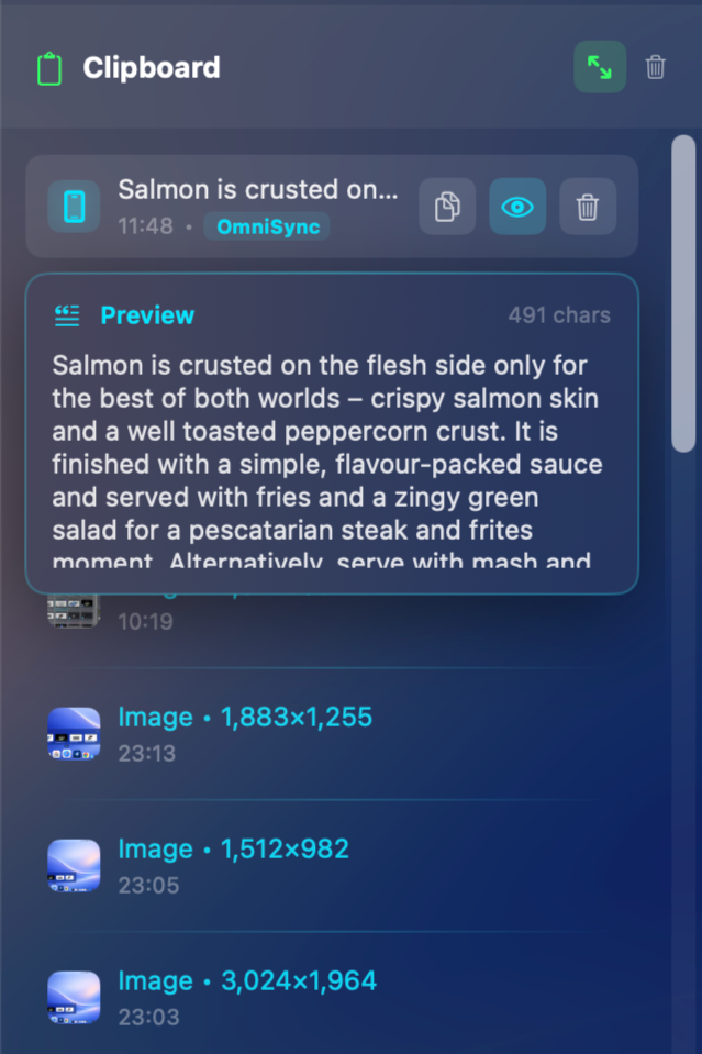 DockMaster file shelf and clipboard manager for Mac — view 2