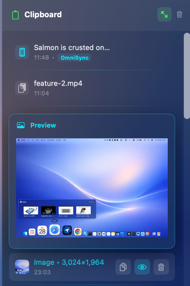 DockMaster file shelf and clipboard manager for Mac — view 3