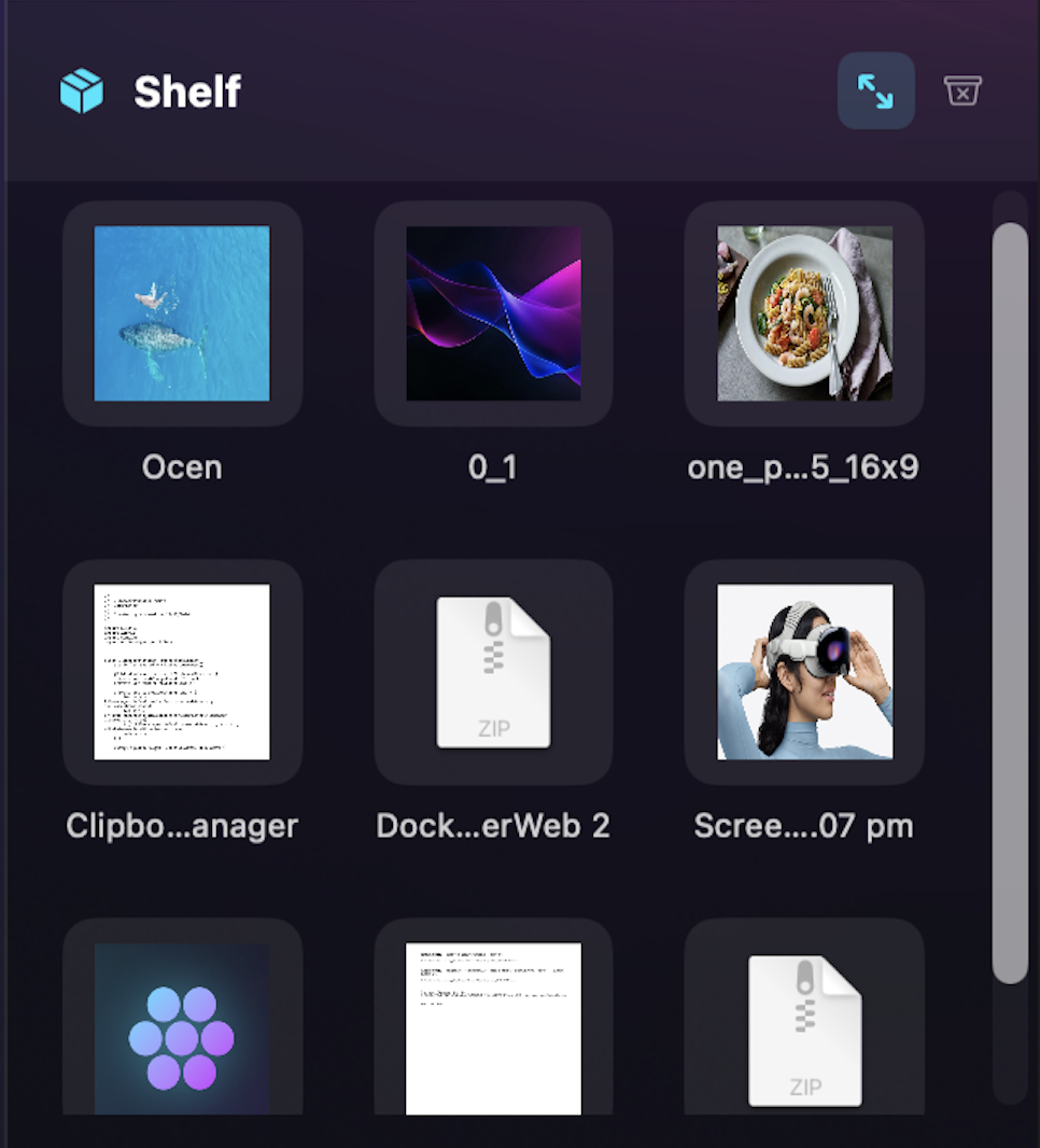 DockMaster file shelf — drag and drop files between macOS apps